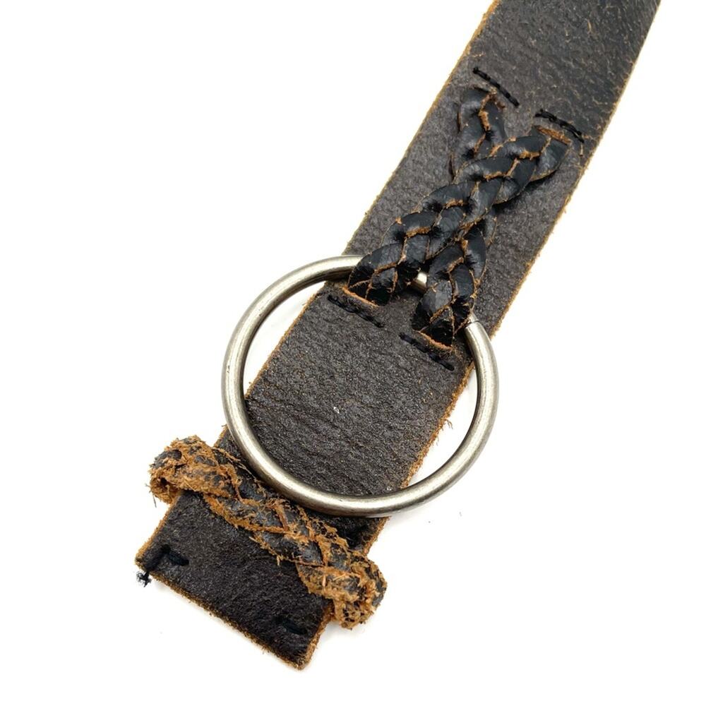 ROXY distressed leather boho belt brown adjustable size 45" long 1.75" wide - Picture 3 of 13